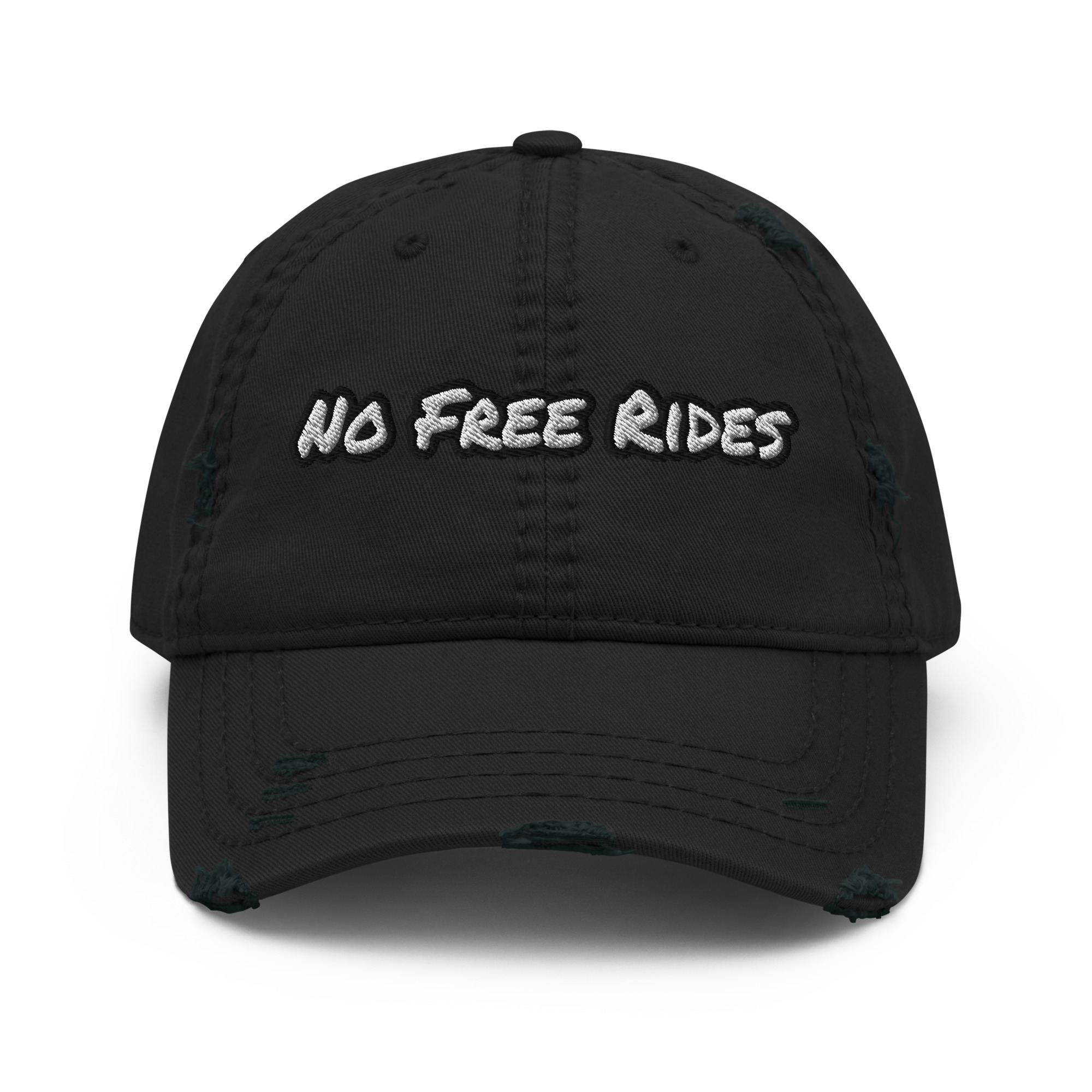 No Free Rides embroidered vintage distressed dad hat – Wealth Chaser