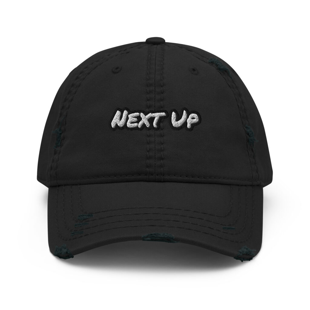 Next Up embroidered vintage distressed dad hat – Wealth Chaser