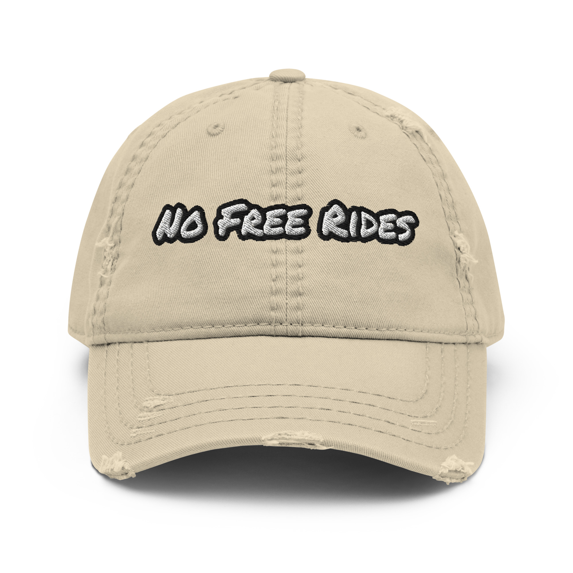 No Free Rides embroidered vintage distressed dad hat – Wealth Chaser