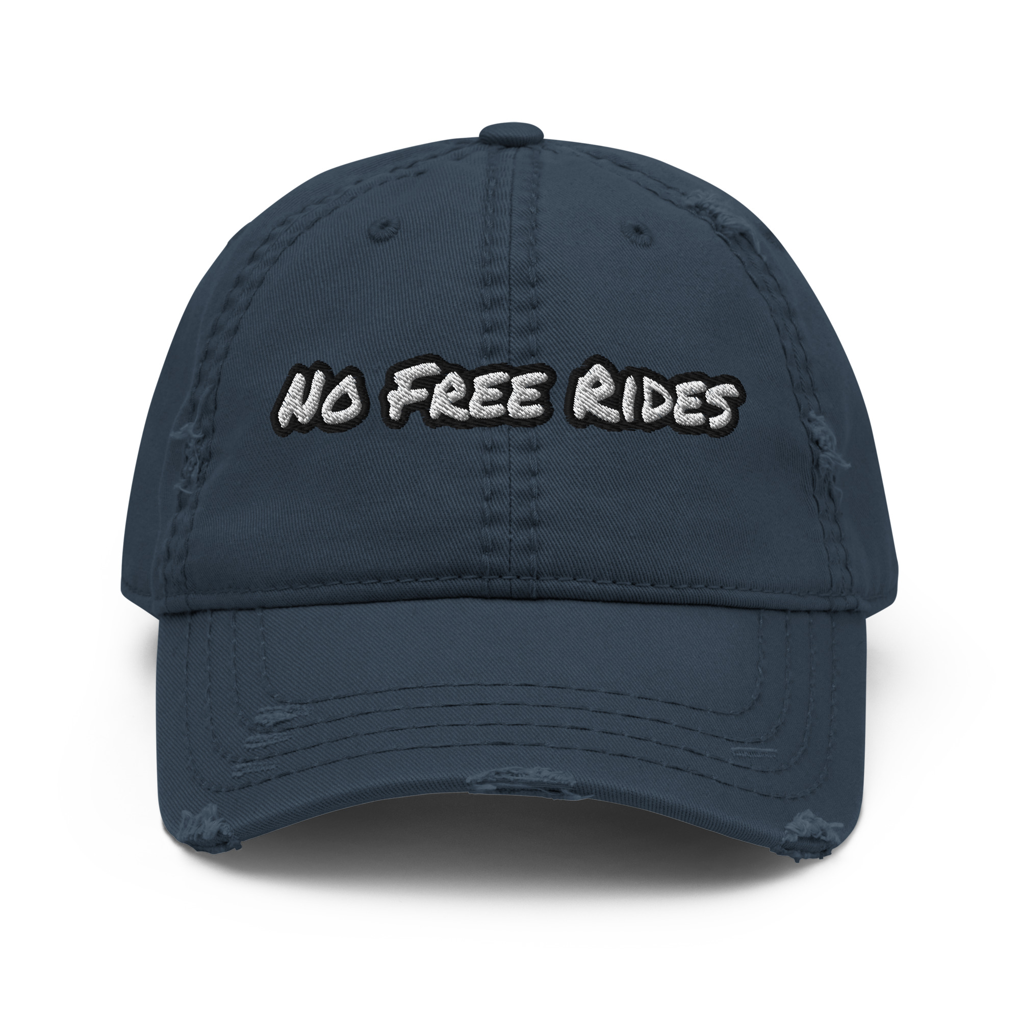 No Free Rides embroidered vintage distressed dad hat – Wealth Chaser