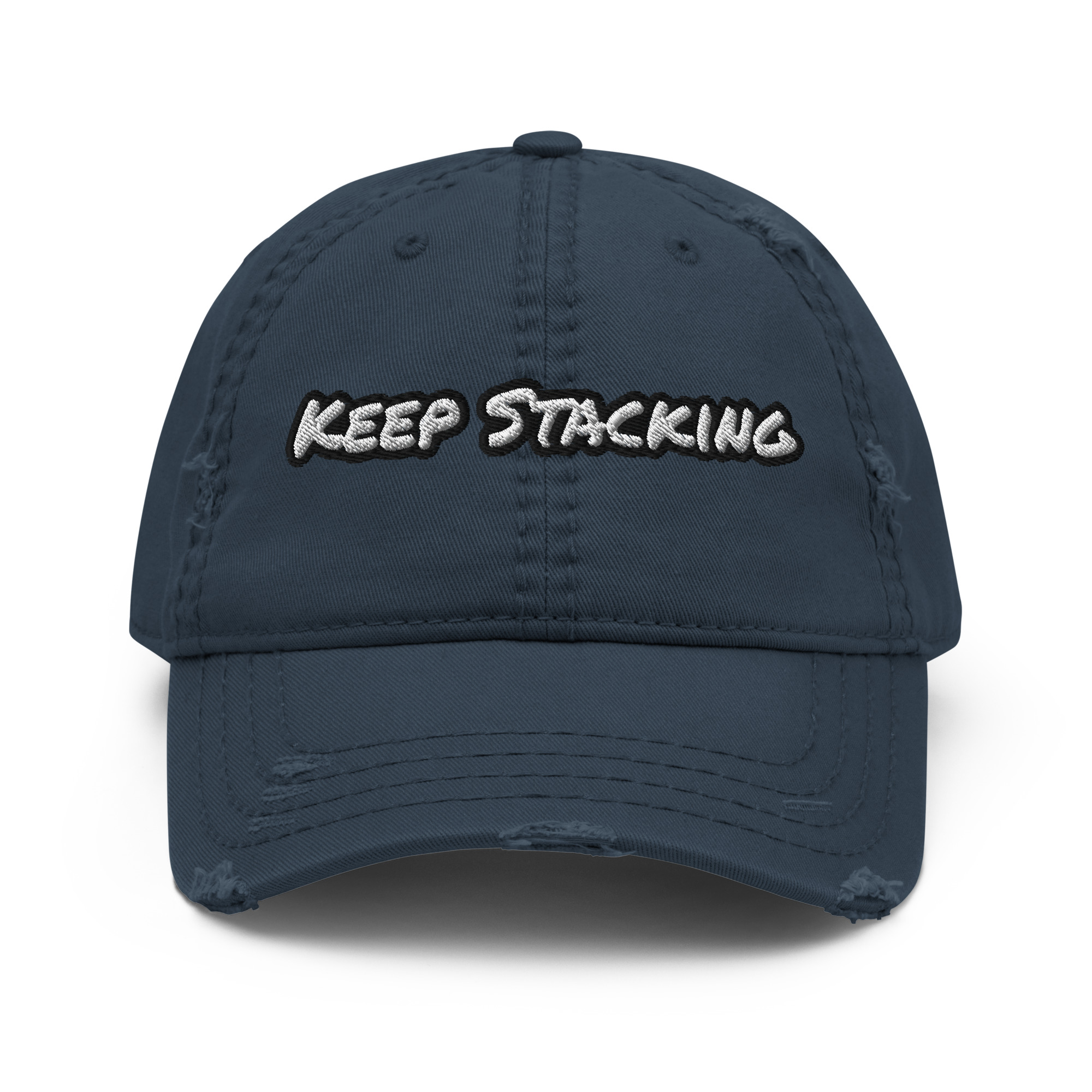 Keep Stacking embroidered vintage distressed dad hat – Wealth Chaser